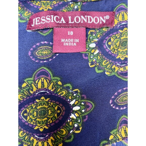 Jessica London Women’s 18 Blue Button Up Tunic Top Vintage Longline Blouse - Picture 8 of 10